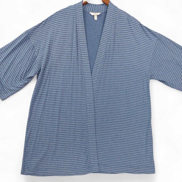 Soma House Jacket Sz XL Blue White Striped Leisurewear Lightweight Lounge Kimono - Picture 1 of 10
